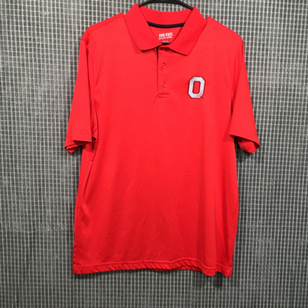 Ohio State Buckeyes Mens Red Performance Polo Shirt Large Block O NCAA‎ Football
